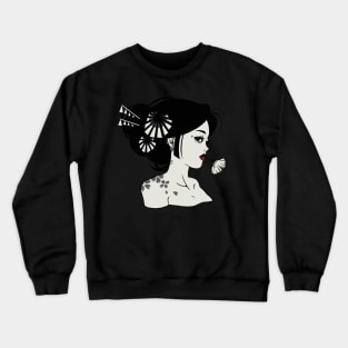 Geisha Design | Handmade Geisha Illustration | Digitally Illustrated Japanese Geisha Crewneck Sweatshirt